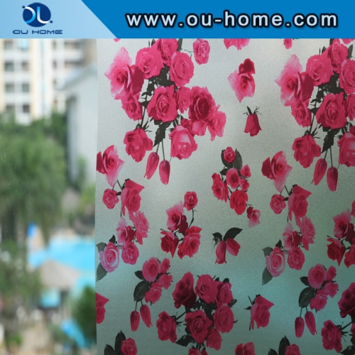 H22068 Flower stained static decorative glass film