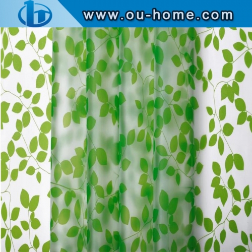 Stained green leaves glass window PVC privacy window film