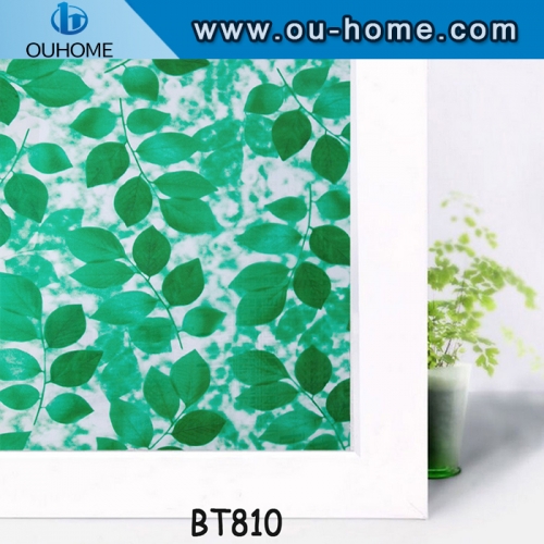 BT810 Greenery stained pvc self adhesive decorative window film